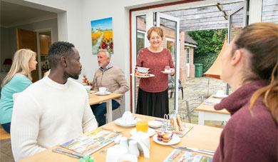 Serving Breakfast at Riseden B&B