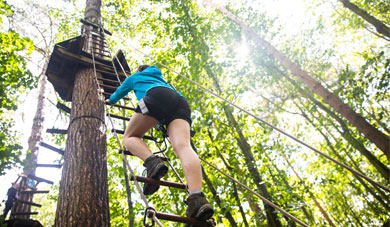 Climbing the rope ladders is tougher than it looks