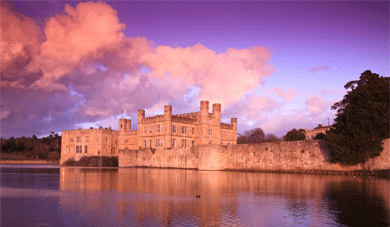 Leeds Castle with purple sky