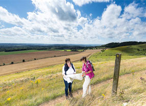 Walkers on the North Downs Way 