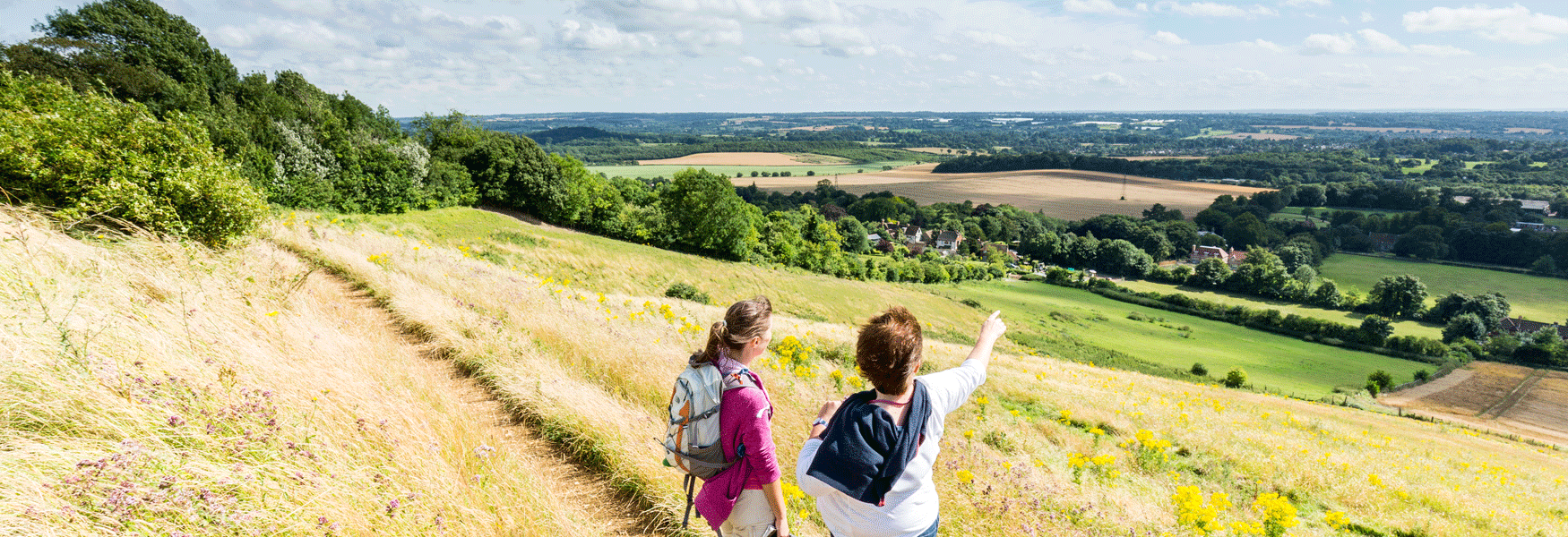 Walkers on the North Downs Way Near Maidstone