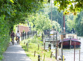 Cyclists on the River Medway Tow Path